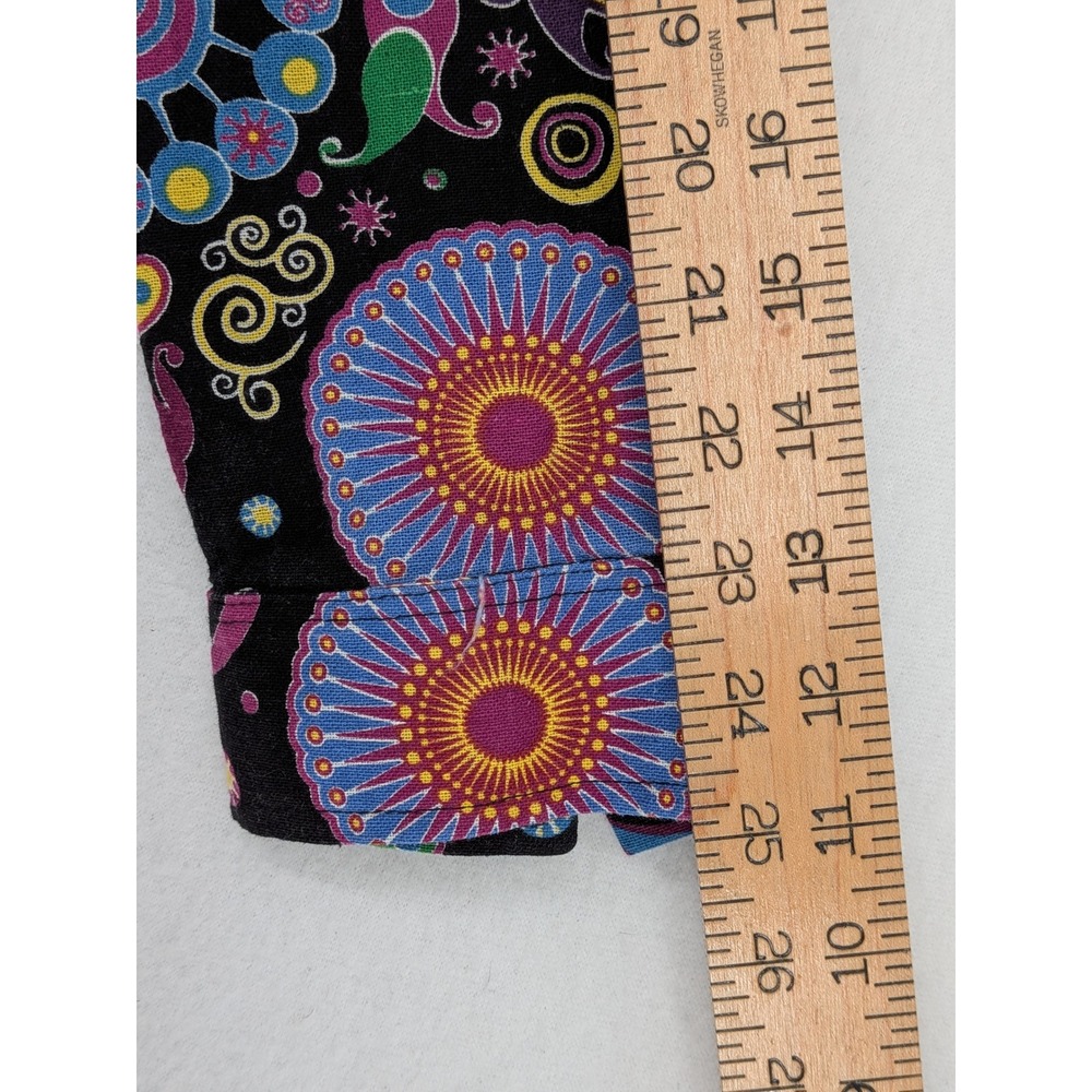 Vintage Psychedelic Paisley Button Down Shirt Mens L Black Mod Art Festival - Picture 8 of 10